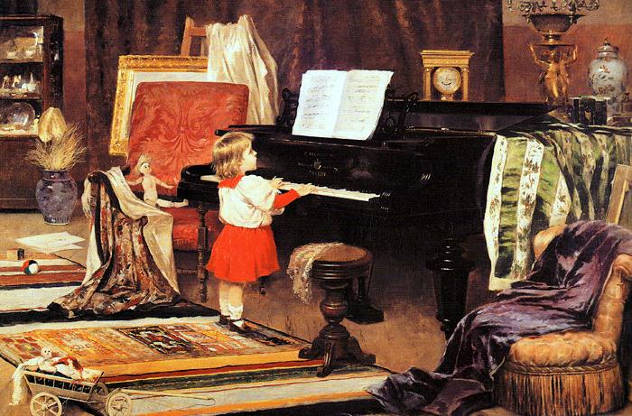 Aurelio de Figueiredo Girl at the piano China oil painting art